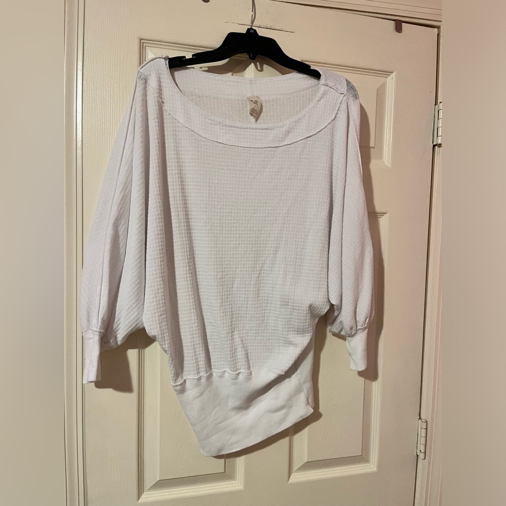 We The Womens Cotton Blend Dolman Sleeve Top Oversized White Size XS